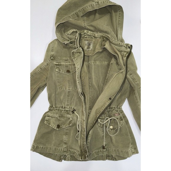 Utility Jacket With Hood Olive Green Womans Size S ZARA‎ Trafaluc. Gorpcore - Picture 4 of 8